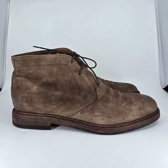 Frye Murray Chukka 83691 Mens Sz 13M Brown Leather Mid Lace Up Distressed Suede main image 9